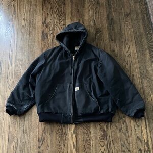 Carhartt Black Flannel-lined Active Jacket J140, Firm Duck, 3 Warmest Rating